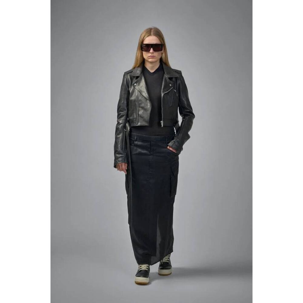 RIck Owens Giacca In Pelle Cropped Luke Stooges Jacket in Black IT 44 US 8 - Picture 5 of 7